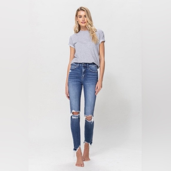 Flying Monkey Denim - Flying Monkey Medium Blue Distressed Skinny Jeans, size 30